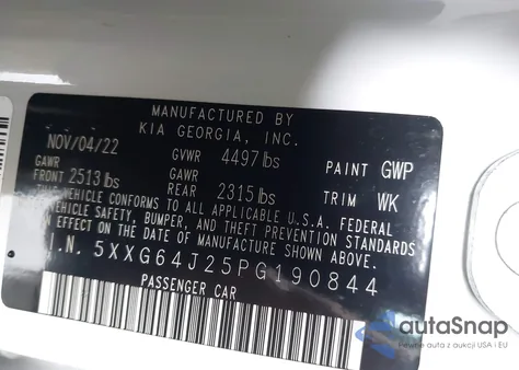 2023 Kia K5 Gt-Line из США, поврежденный, VIN 5XXG64J25PG190844